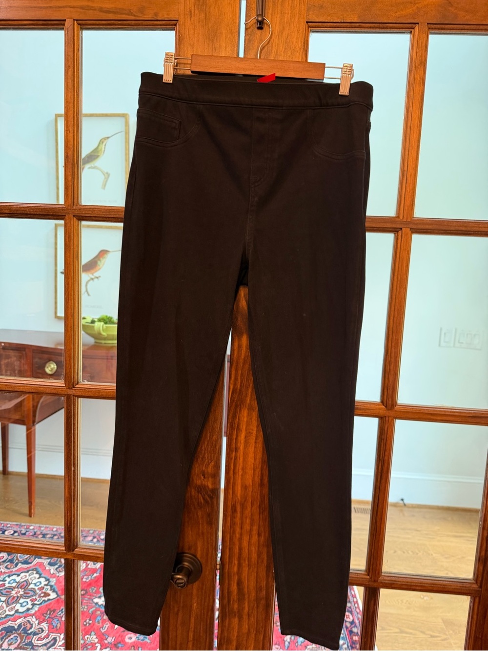 SPANX Black Ponte Leggings with Red Brand Tag